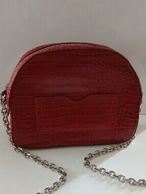 Zara Red Croc-Embossed Chain Crossbody NWT